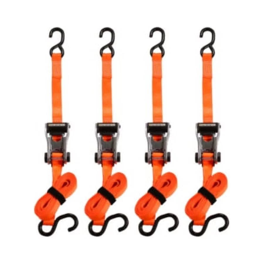 1-1/4 In. X 14 Ft. Orange Ratchetx Heavy Duty Ratchet Tie down Straps, Padded Handle, 1,000 Lb. Safe Work Load - 4 Pack