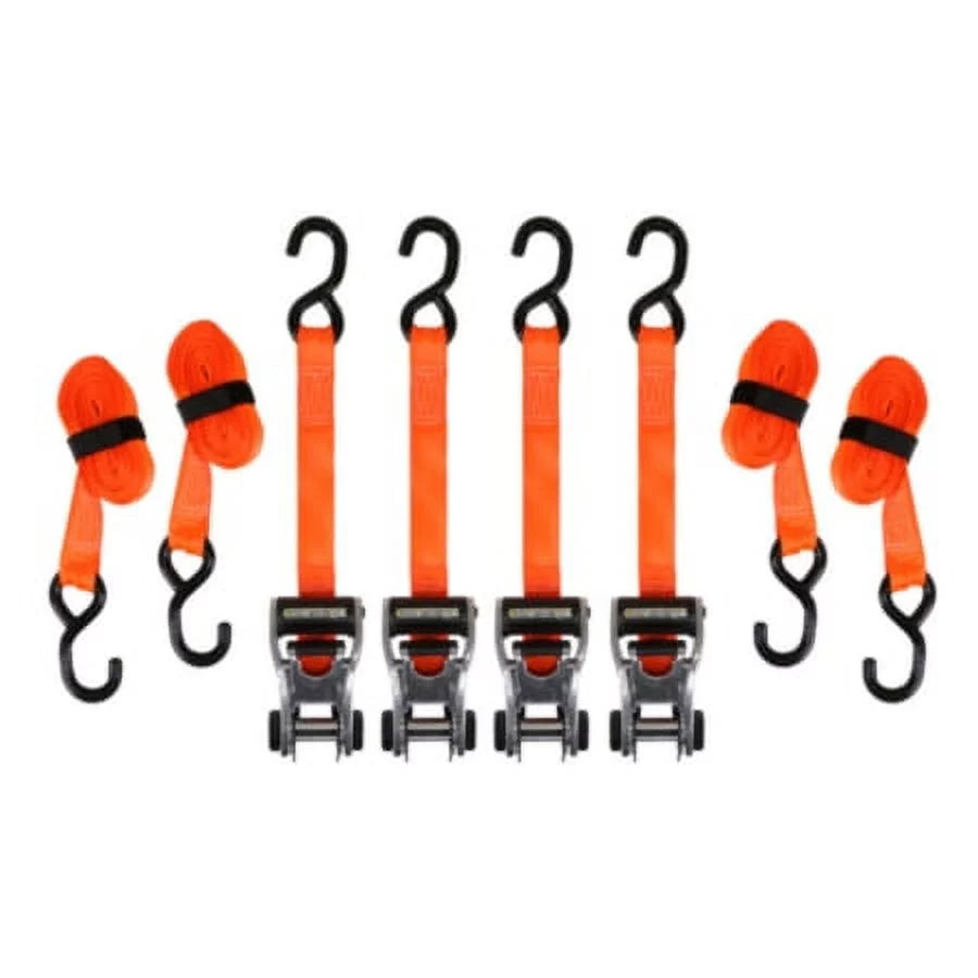 1-1/4 In. X 14 Ft. Orange Ratchetx Heavy Duty Ratchet Tie down Straps, Padded Handle, 1,000 Lb. Safe Work Load - 4 Pack