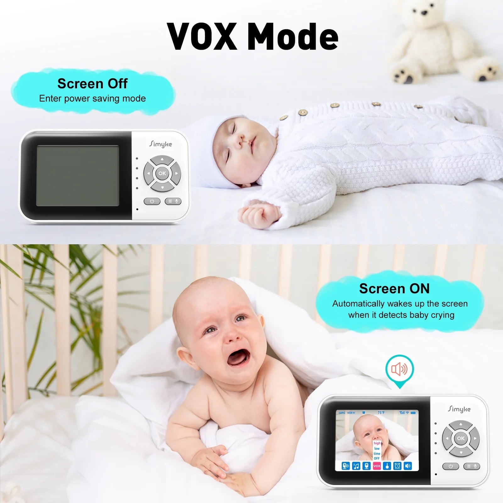 Upgrate Video Baby Monitor,Wifi Baby Camera,2.8" LCD Display and App Control,1200Ft Long Range,2 Way Talk,Auto Night Vision,Sound Alert,Vox,Temperature Sensor 5 Lullabies Feeding Remind