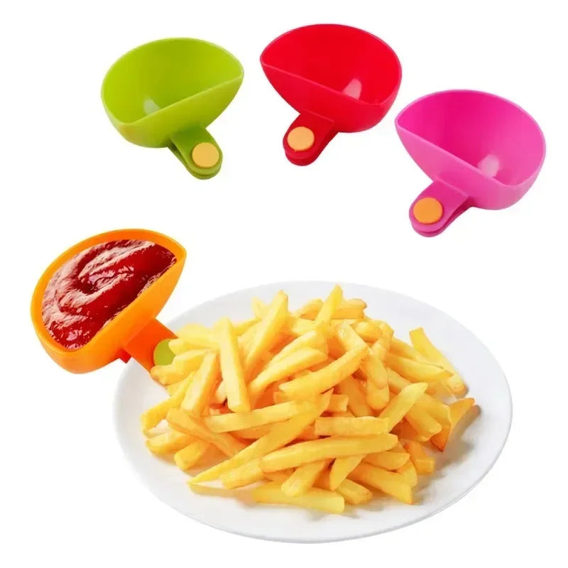 4Pcs/Set Dip Clip Bowl Dipping Bowl Sauce Holder Assorted Clip Container Dish Plate Tomato Sauce Vinegar Kitchen Gadgets